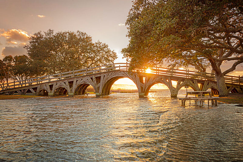 Corolla NC Historic Bridge at Sunset